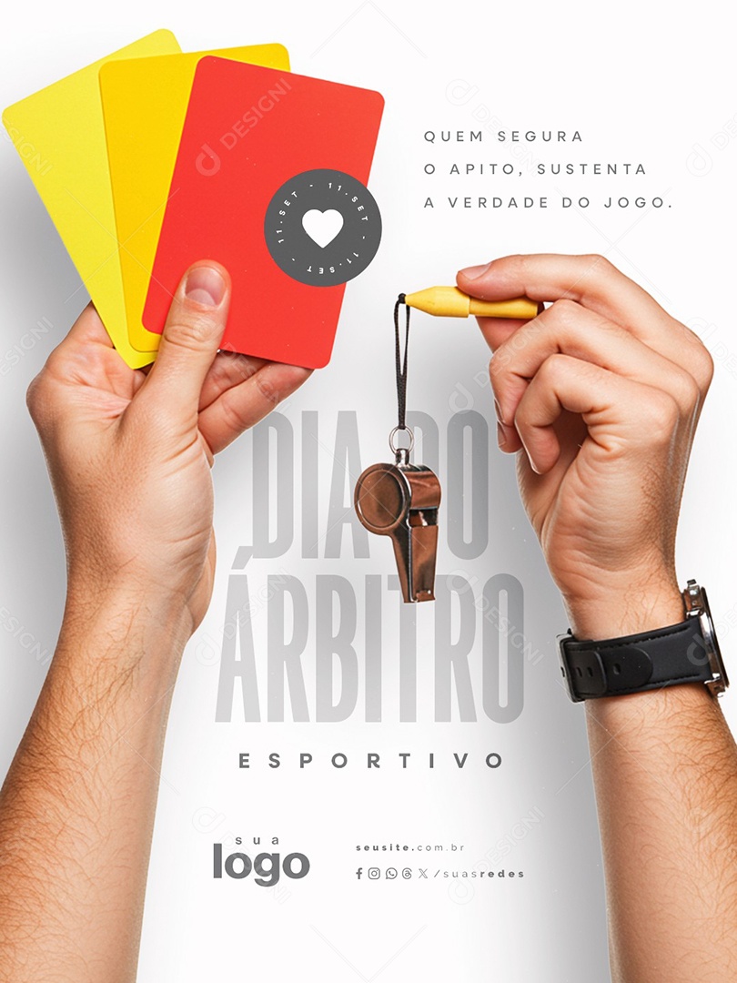 Dia do Árbitro Esportivo 11 de Setembro Quem Segura o Apito Social Media PSD Editável