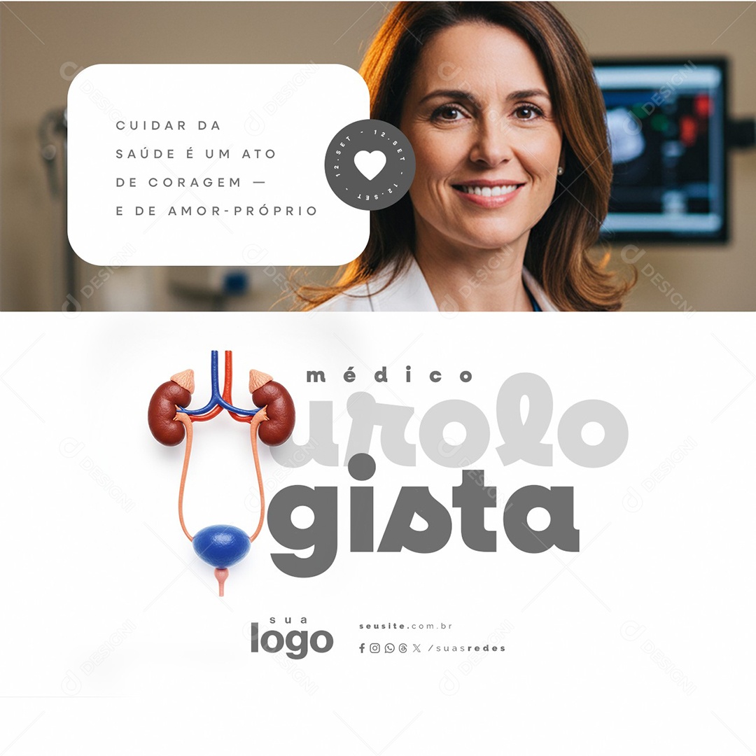 Dia do Médico Urologista 12 de Setembro Cuidar da Saúde é um Ato de Coragem Social Media PSD Editável