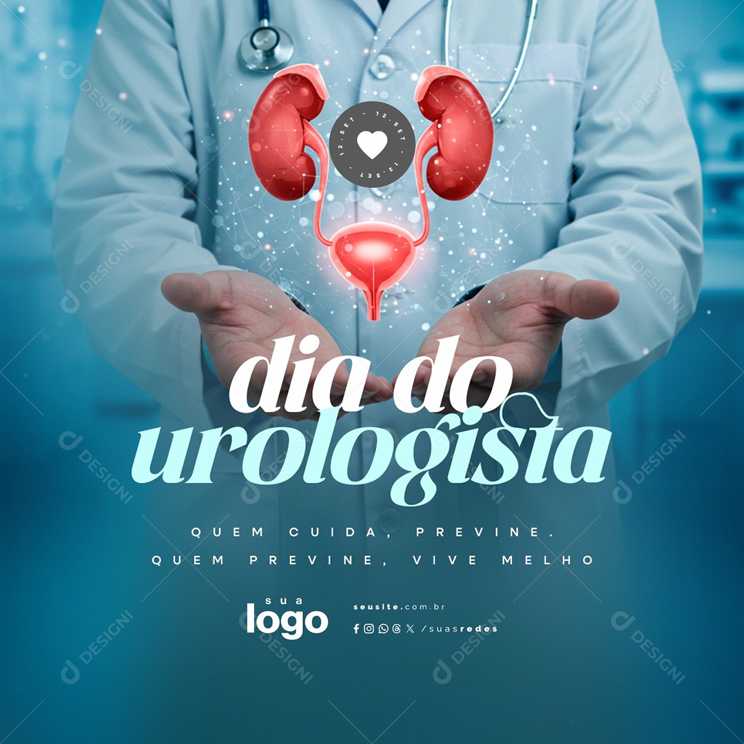 Dia do Médico Urologista 12 de Setembro Quem Cuida Previne Social Media PSD Editável