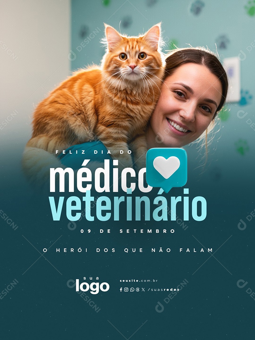 Feliz Dia do Médico Veterinário 09 de Setembro Herói dos Que Não Falam Social Media PSD Editável