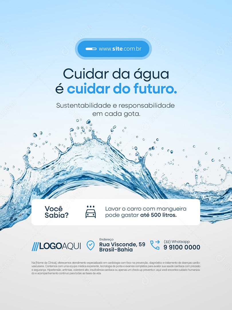Conscientização Sobre a Água Cuidar da Água é Cuidar do Futuro Social Media PSD Editável