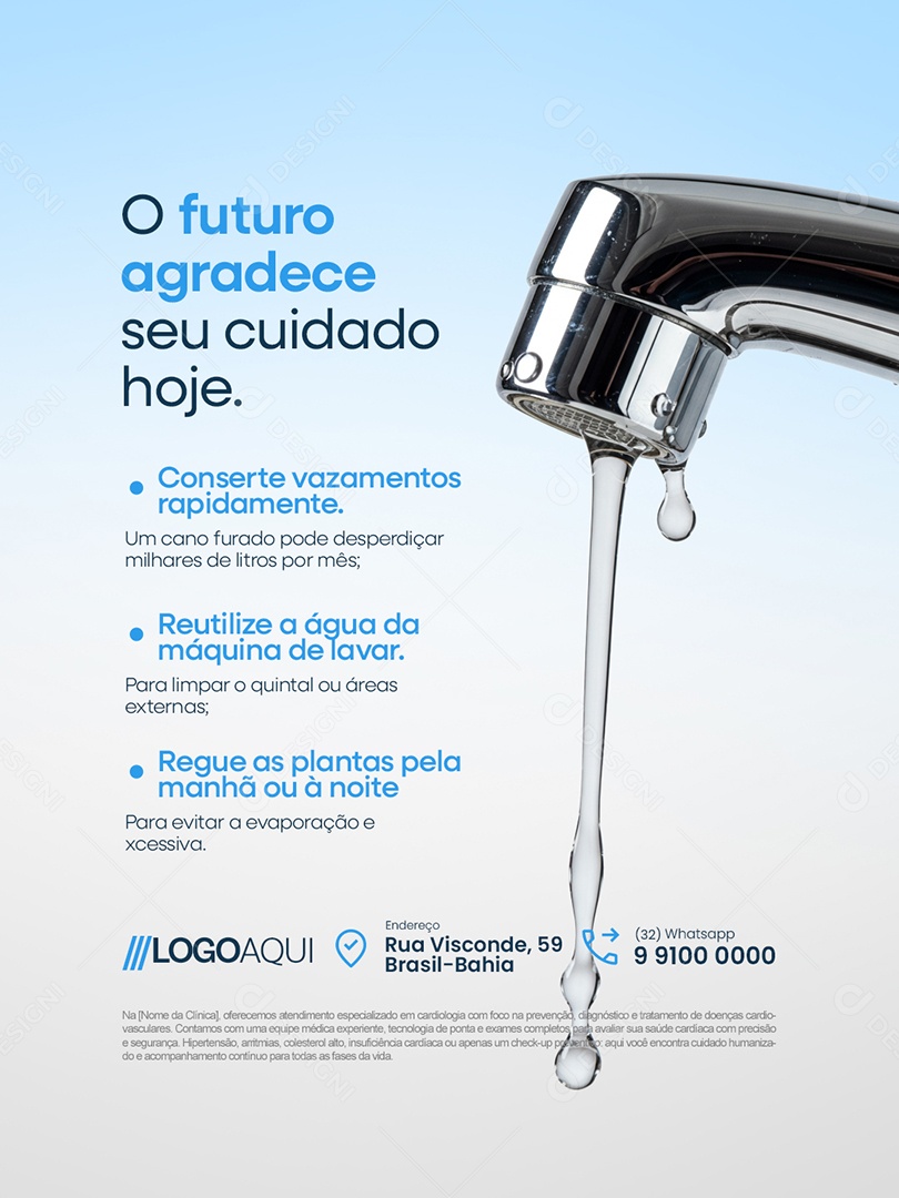 Conscientização Sobre a Água O Futuro Agradece seu Cuidado Hoje Social Media PSD Editável