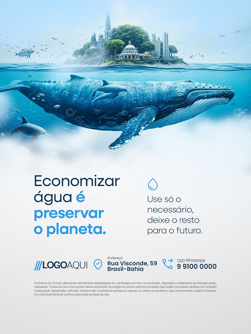 Conscientização Sobre a Água Economizar Água é Preservar o Planeta Social Media PSD Editável