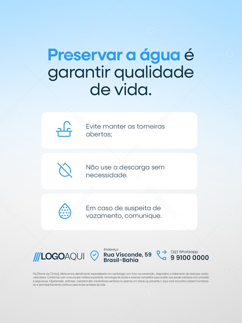 Conscientização Sobre a Água Preservar a Água Social Media PSD Editável