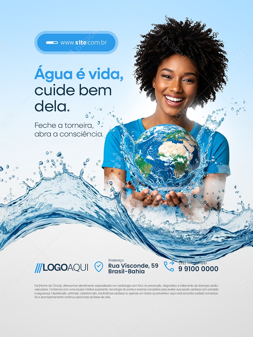 Conscientização Sobre a Água Feche a Torneira Água é Vida Social Media PSD Editável