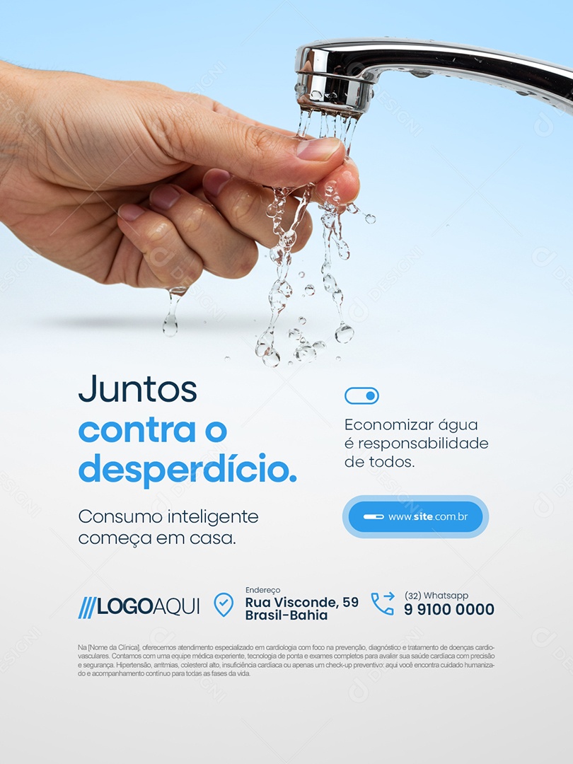 Conscientização Sobre a Água Juntos Contra o Desperdício Social Media PSD Editável