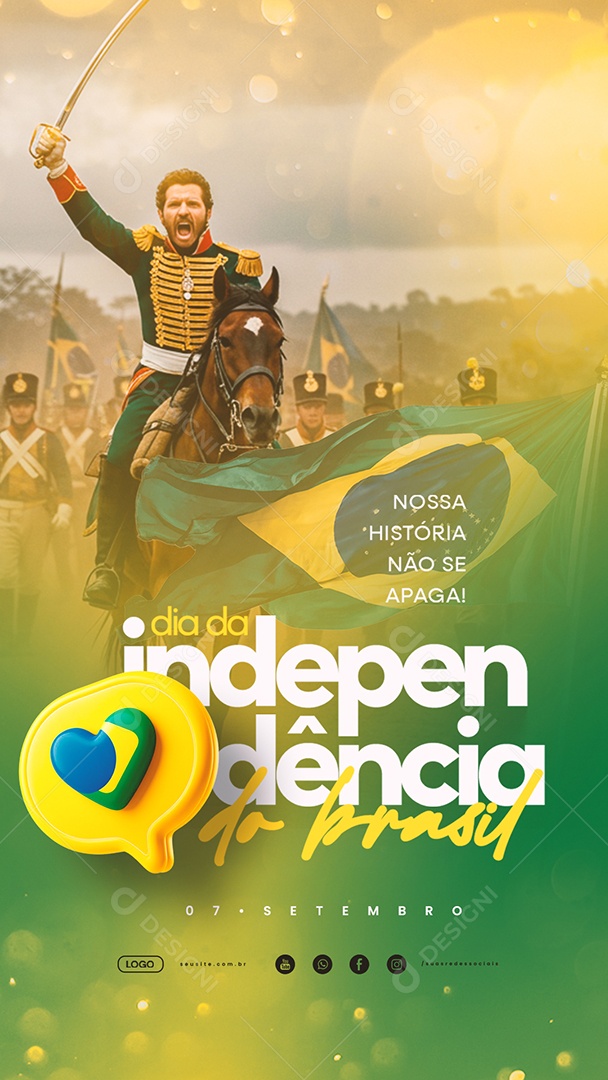 Story Dia da Independência do Brasil 07 de Setembro Nossa História Social Media PSD Editável