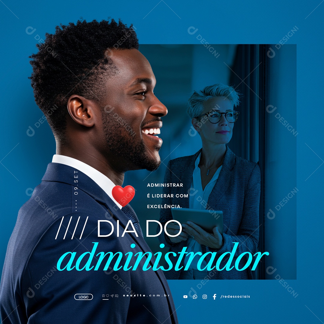 Dia Do Administrador 09 de Setembro Administrar é Liderar com Excelência Social Media PSD Editável