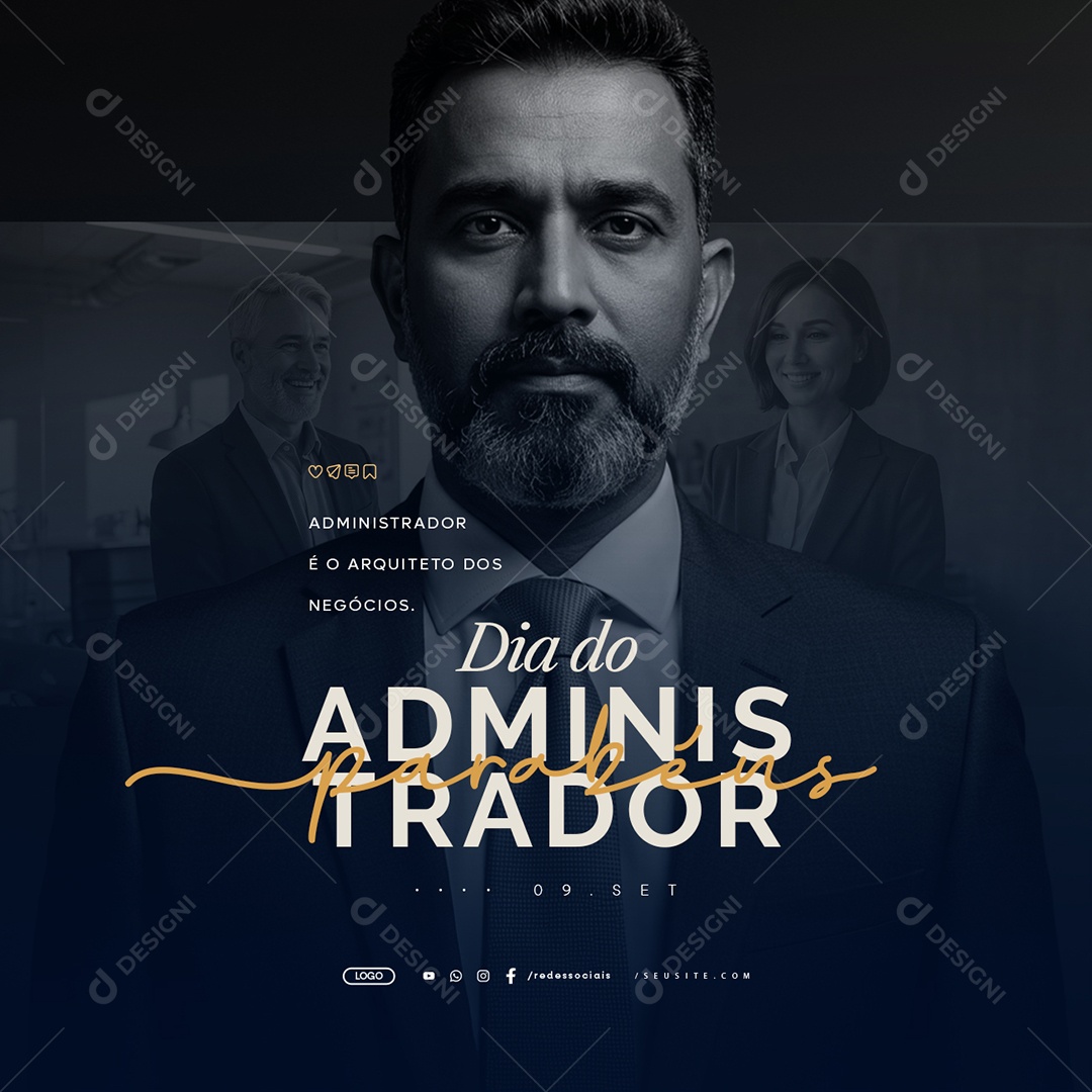 Dia do Administrador 09 de Setembro Parabéns Social Media PSD Editável
