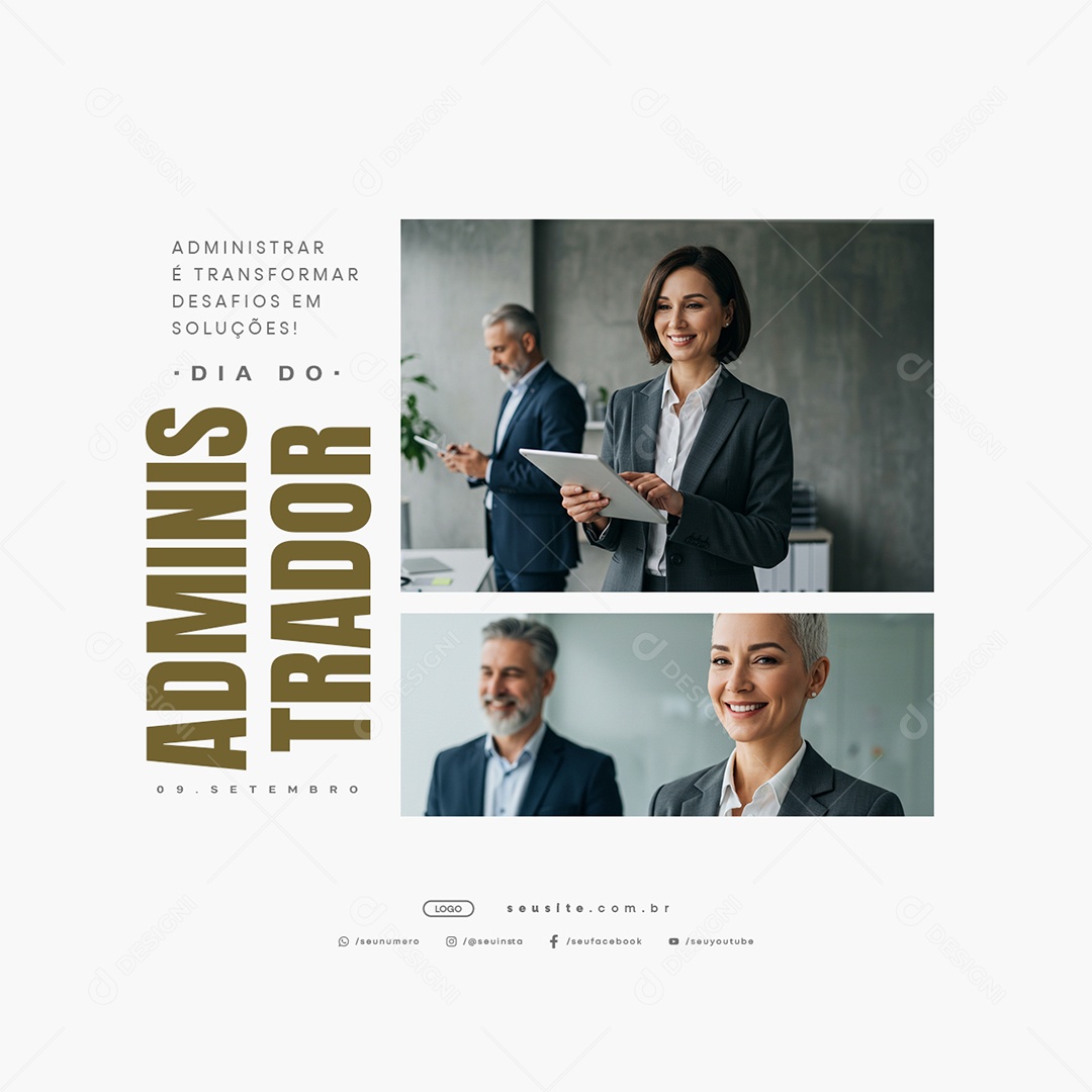 Dia do Administrador 09 de Setembro Transformar Desafios em Soluções Social Media PSD Editável