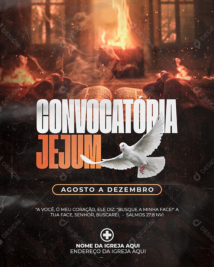 Flyer Gospel Convocatória Jejum Social Media PSD Editável