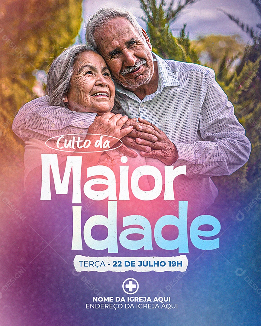 Flyer Gospel Culto da Maior Idade Social Media PSD Editável