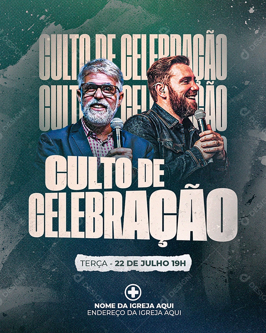 Flyer Gospel Culto De Celebração Social Media PSD Editável
