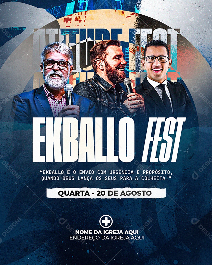 Flyer Gospel Ekballo Fest Social Media PSD Editável