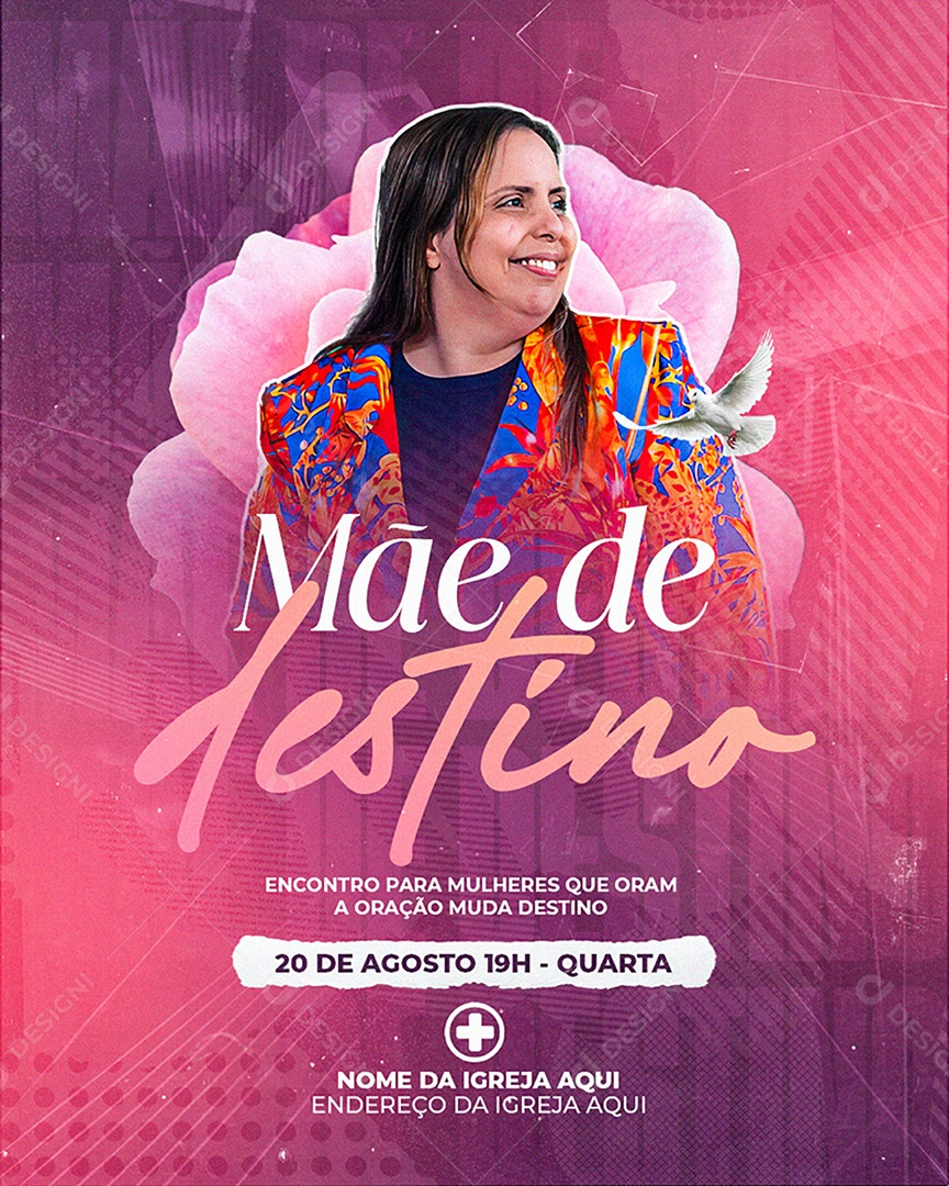 Flyer Gospel Mãe de Destino Social Media PSD Editável