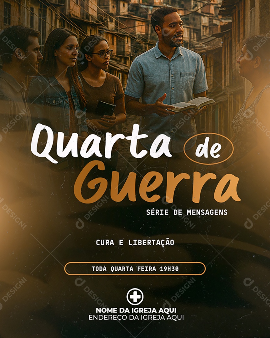 Flyer Gospel Quarta de Guerra Social Media PSD Editável