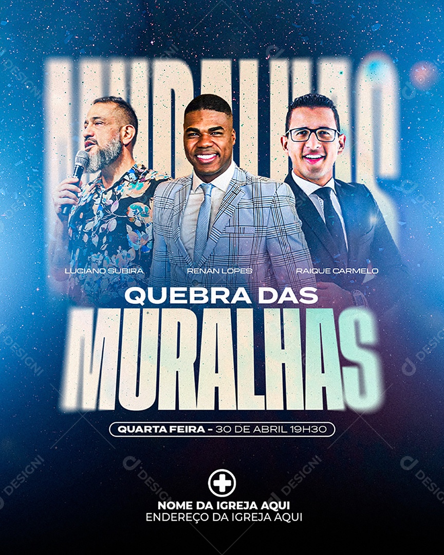 Flyer Gospel Quebra das Muralhas Social Media PSD Editável