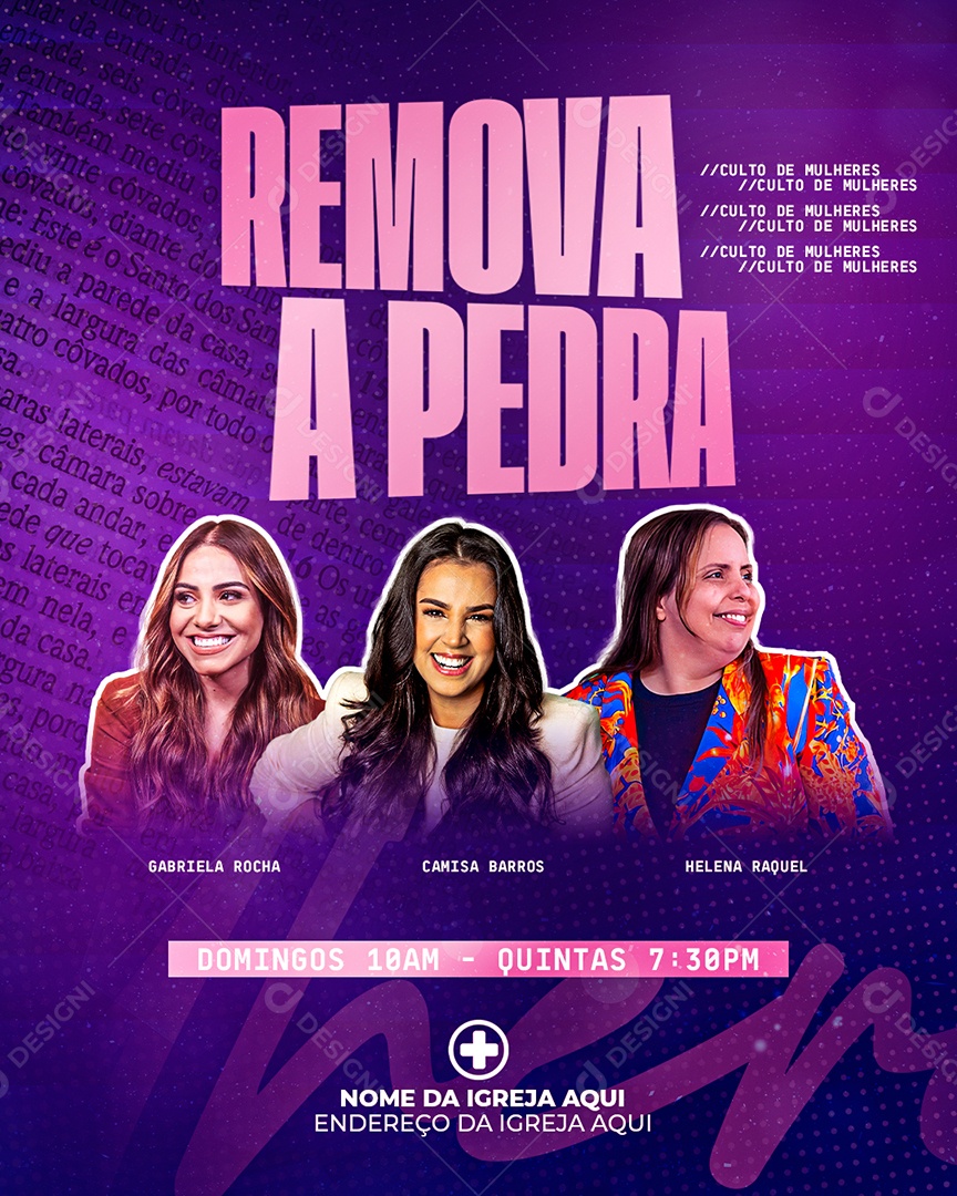 Flyer Gospel Remova A Pedra Social Media PSD Editável