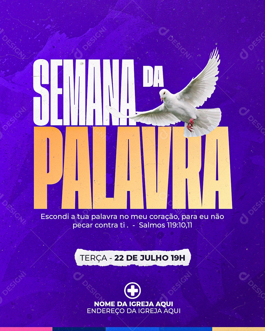 Flyer Gospel Semana da Palavra Social Media PSD Editável