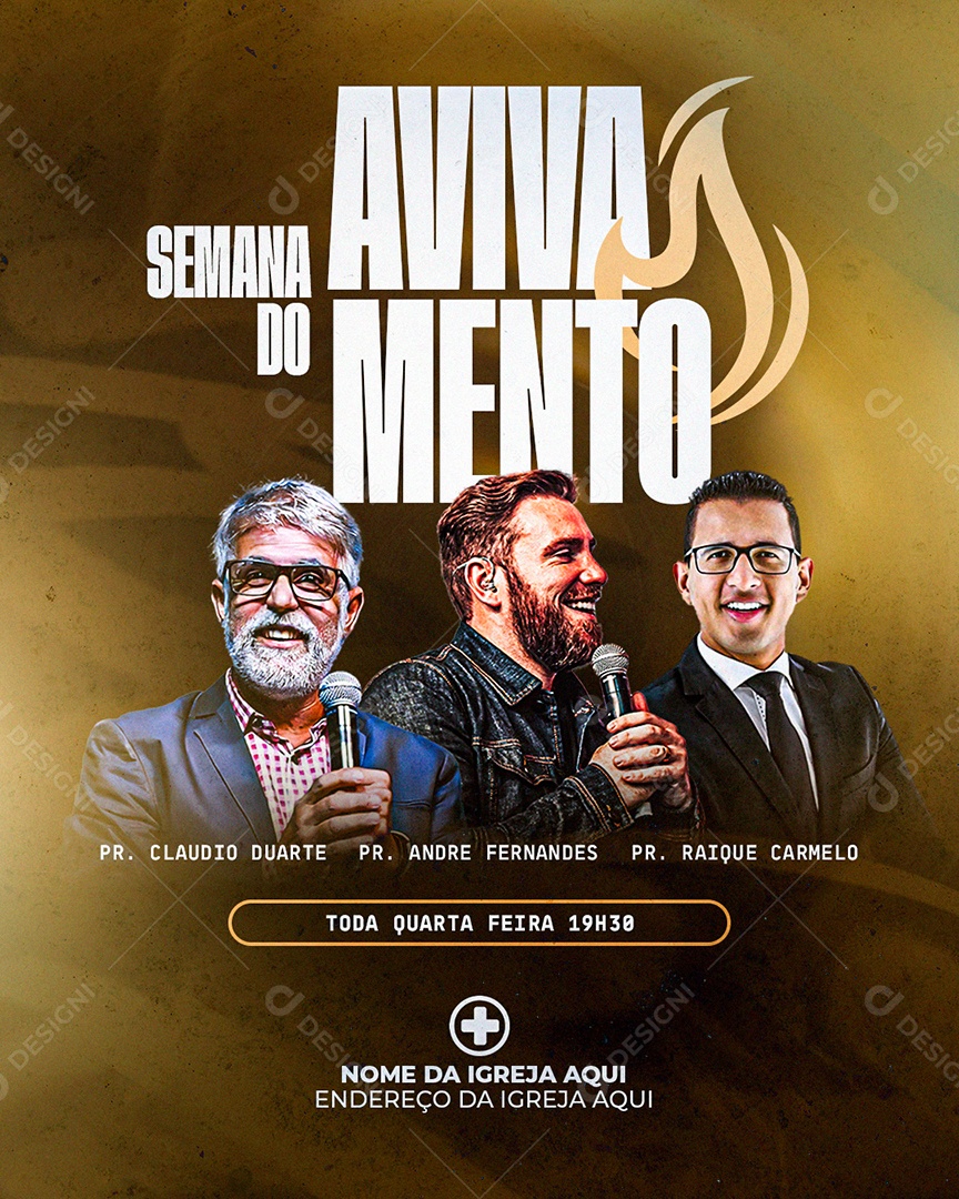 Flyer Gospel Semana do Avivamento Social Media PSD Editável