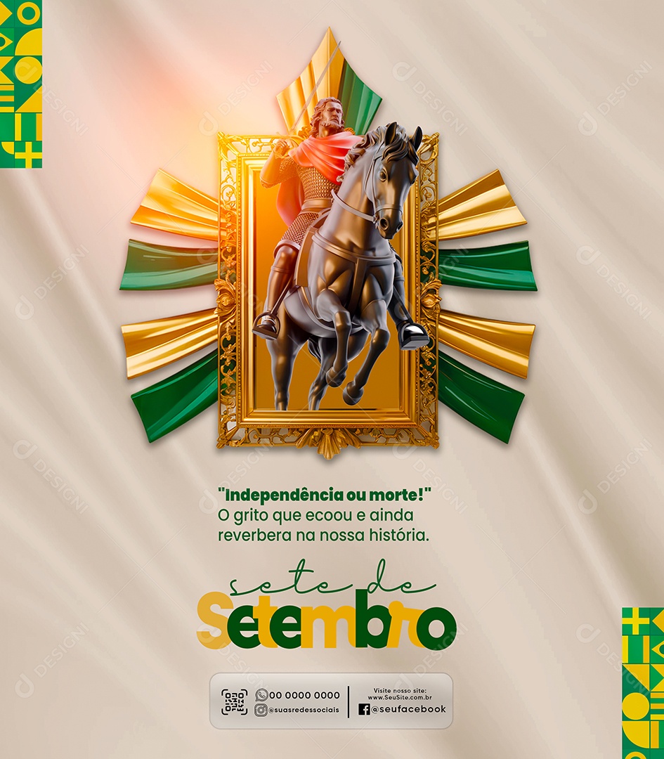 Dia da Independência do Brasil 7 de Setembro Social Media PSD Editável