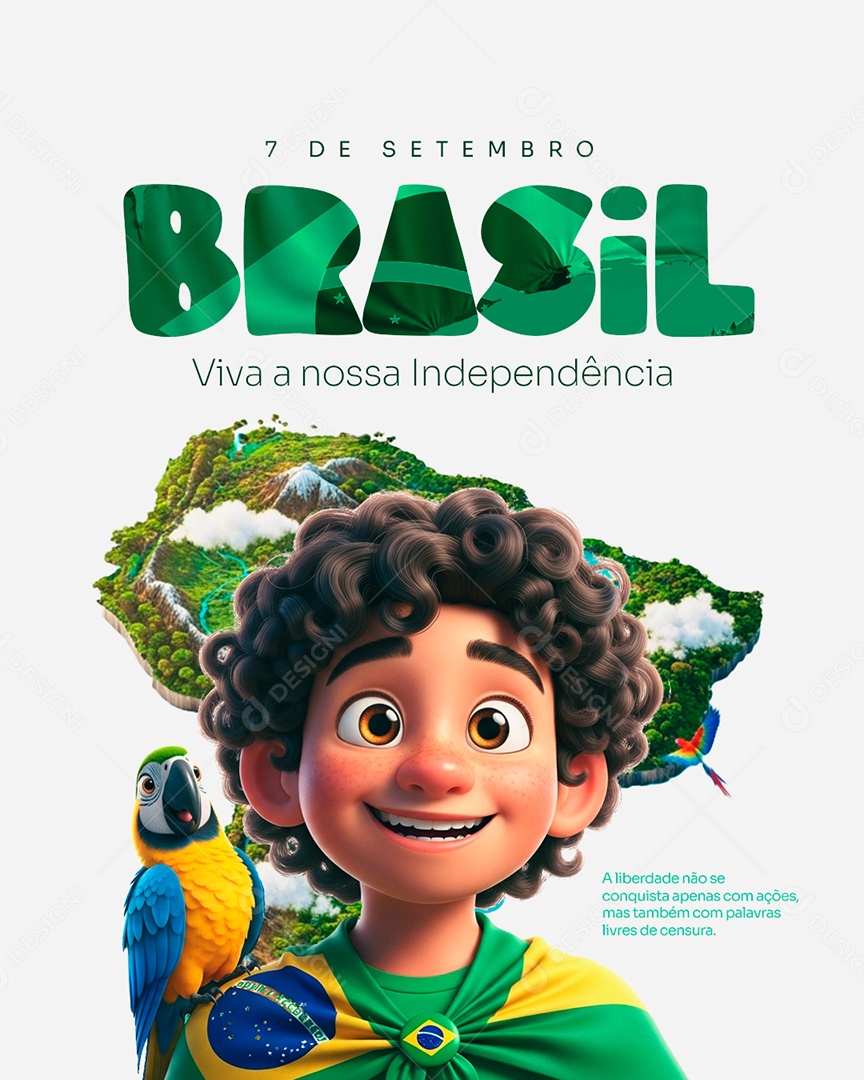 Brasil 7 de Setembro Viva Nossa Independência Social Media PSD Editável