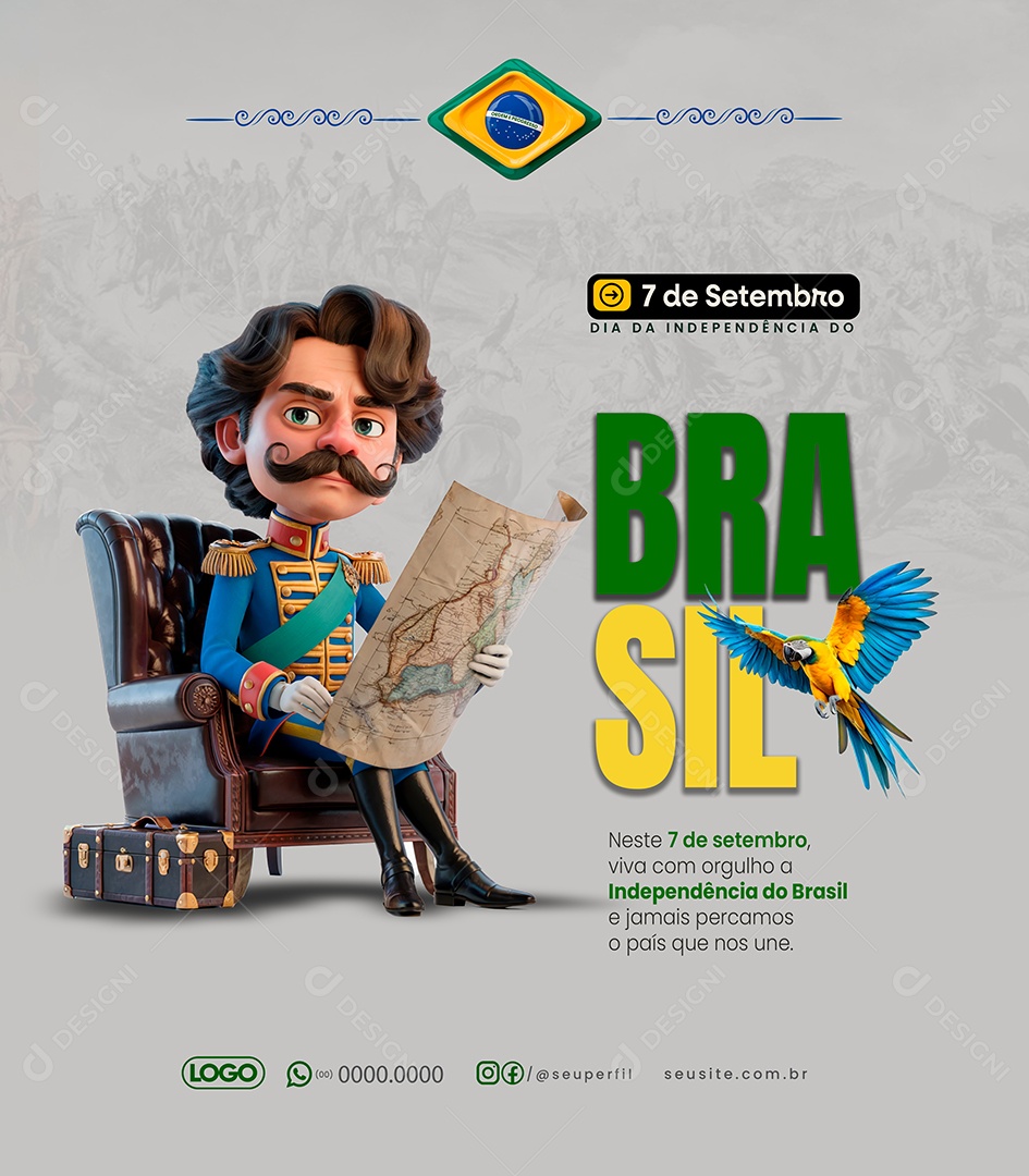Dia da Independência do Brasil 7 de Setembro Social Media PSD Editável