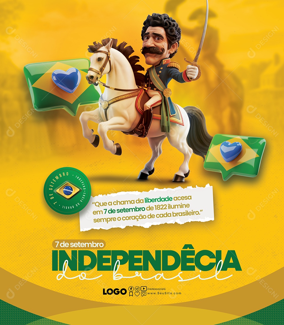 Dia da Independência do Brasil 7 de Setembro Social Media PSD Editável