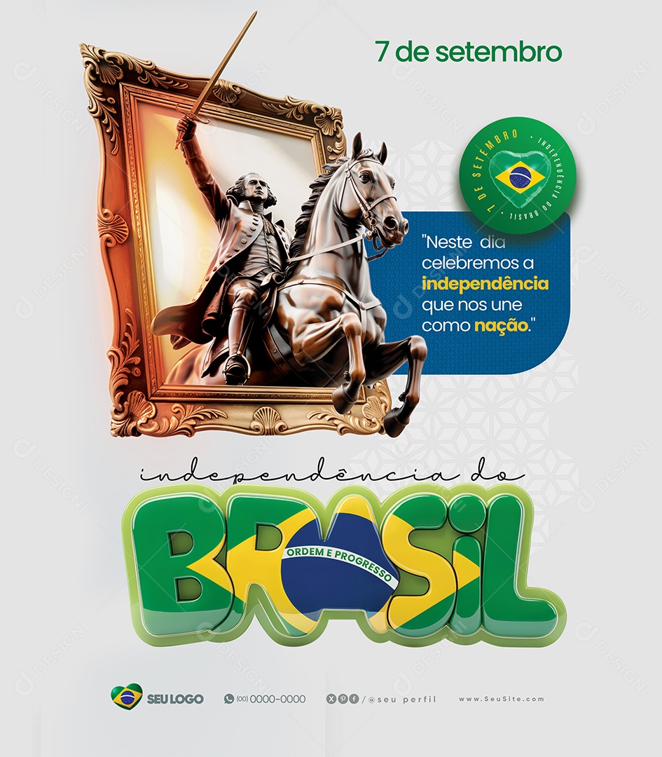 Dia da Independência do Brasil 7 de Setembro Social Media PSD Editável