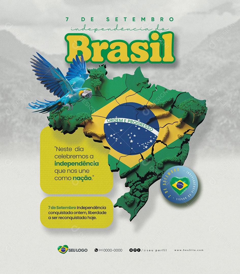 Dia da Independência do Brasil 7 de Setembro Social Media PSD Editável