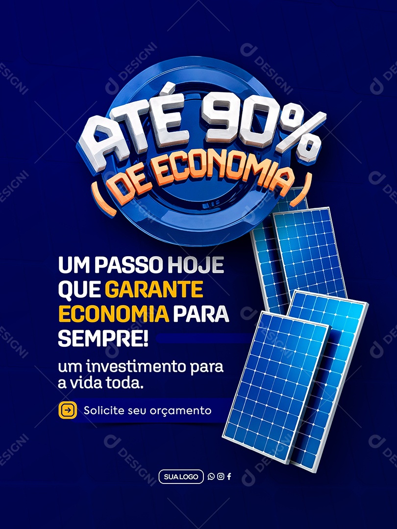 Até 90% de Economia Energia Solar Social Media PSD Editável