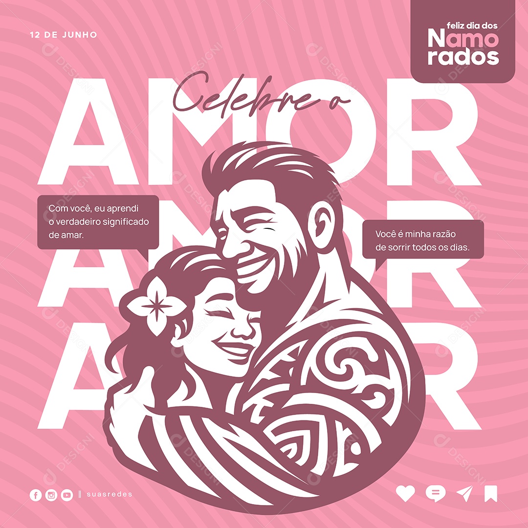 Social Media Feliz dia dos Namorados EPS Editável