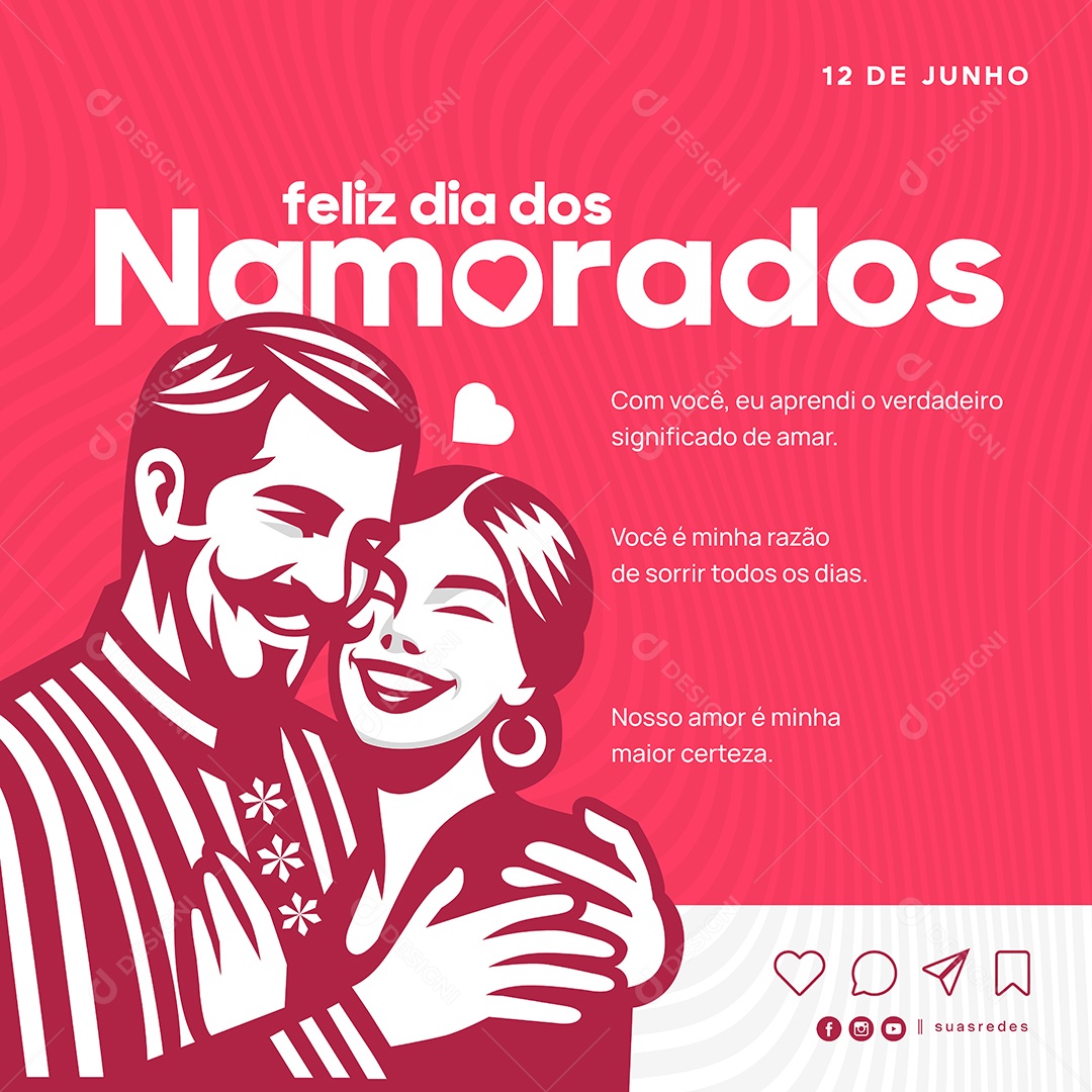 Social Media Feliz dia dos Namorados EPS Editável