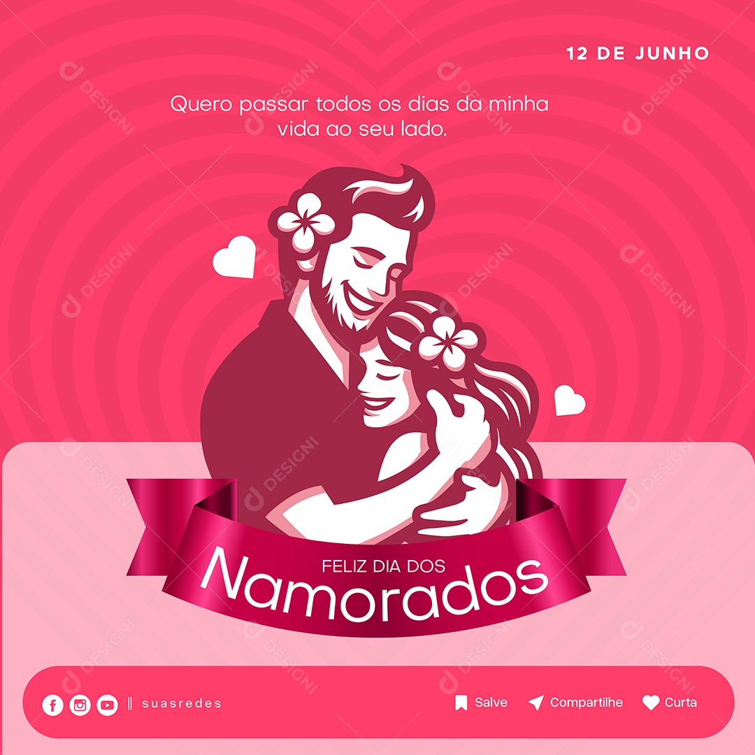 Social Media Feliz dia dos Namorados EPS Editável