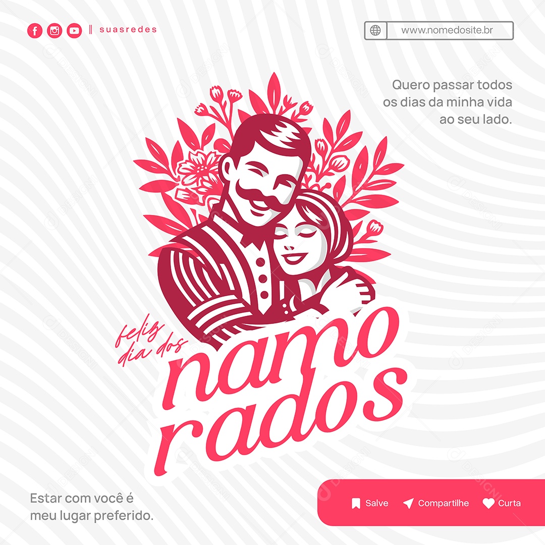 Social Media Feliz dia dos Namorados EPS Editável