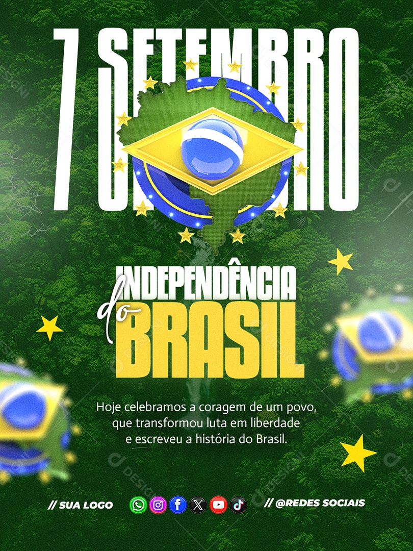 Dia da Independência do Brasil 7 de Setembro Social Media PSD Editável