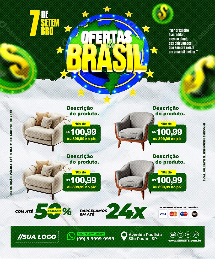 Encarte de Ofertas 7 de Setembro Social Media PSD Editável