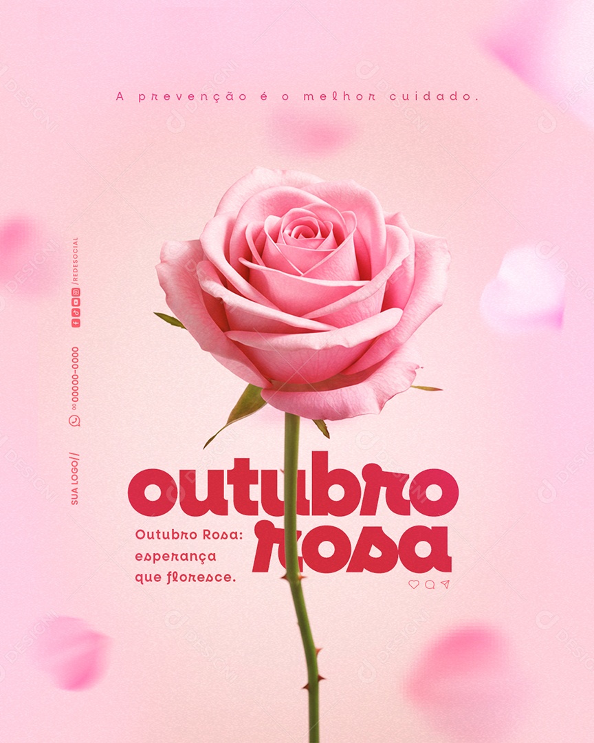 Outubro Rosa Mês de Prevenção Câncer ao  Social Media PSD Editável