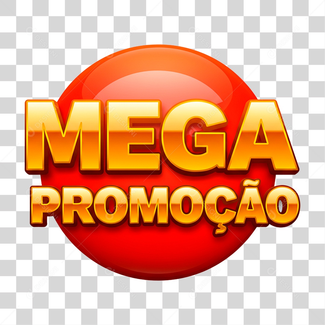 Selo 3D Mega Promoção para Composição PNG Transparente