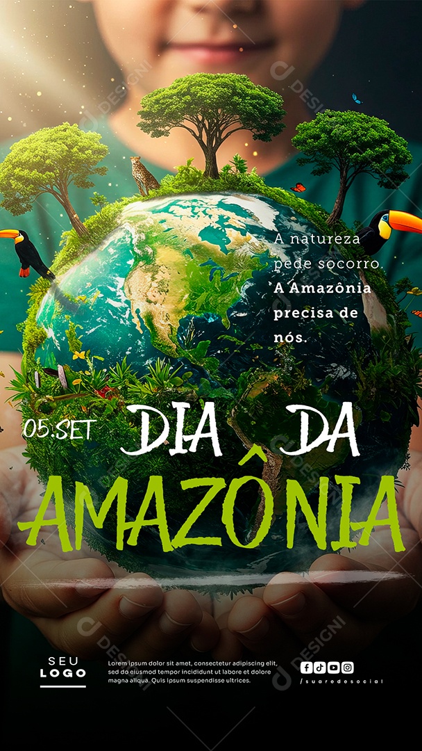 Dia da Amazônia 05 de Setembro a Natureza Pede Socorro Social Media PSD Editável