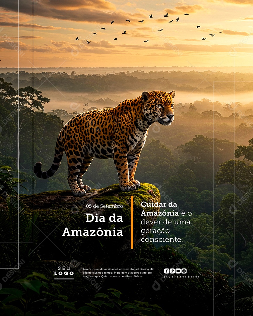 Dia da Amazônia 05 de Setembro Cuidar da Amazônia  Social Media PSD Editável