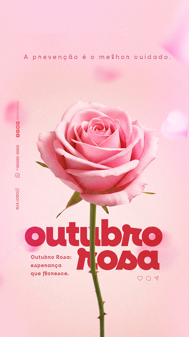 Story Outubro Rosa Mês de Prevenção ao Câncer Social Media PSD Editável