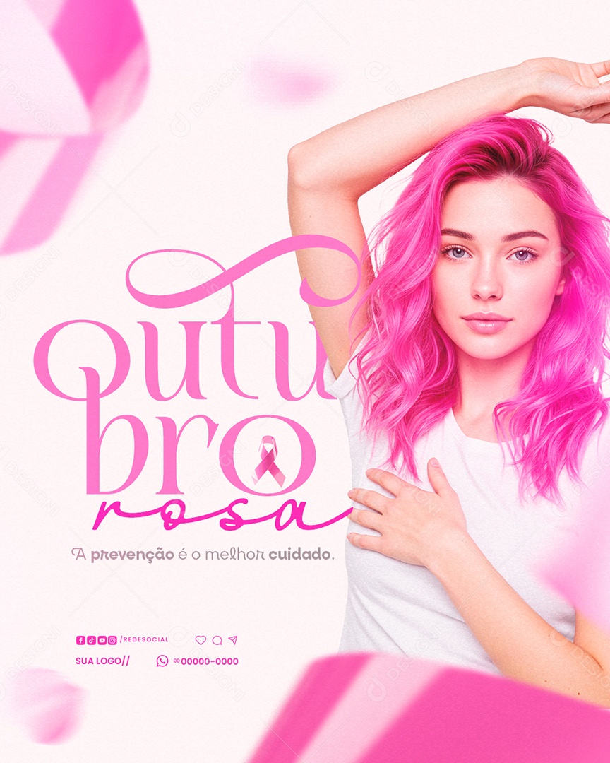 Outubro Rosa Mês de Prevenção ao Câncer Social Media PSD Editável