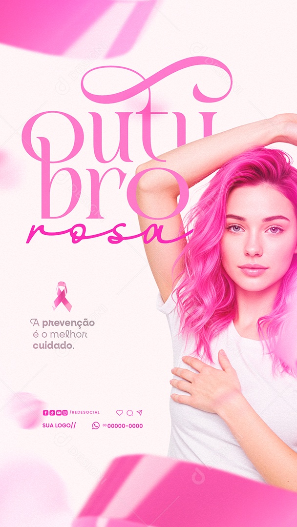 Story Outubro Rosa Mês de Prevenção ao Câncer Social Media PSD Editável