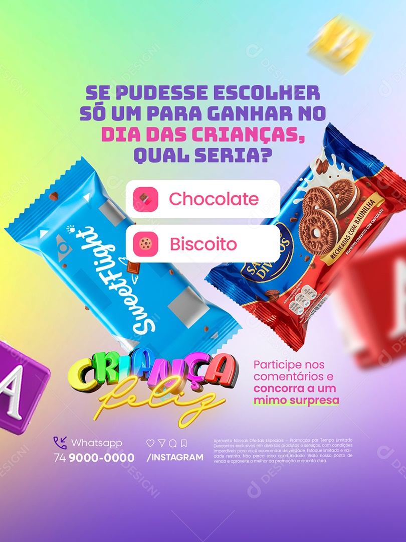 Criança Feliz Supermercado Chocolate Biscoito Social Media PSD Editável
