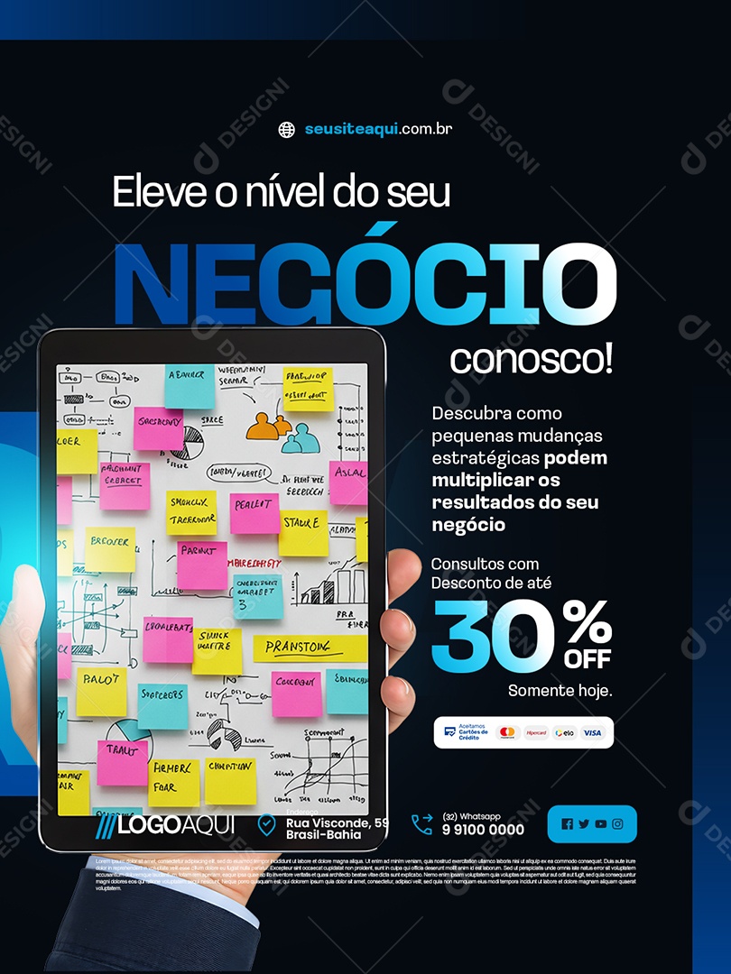 Consultor Criativo Eleve o Nível do Seu Negócio Conosco Social Media PSD Editável