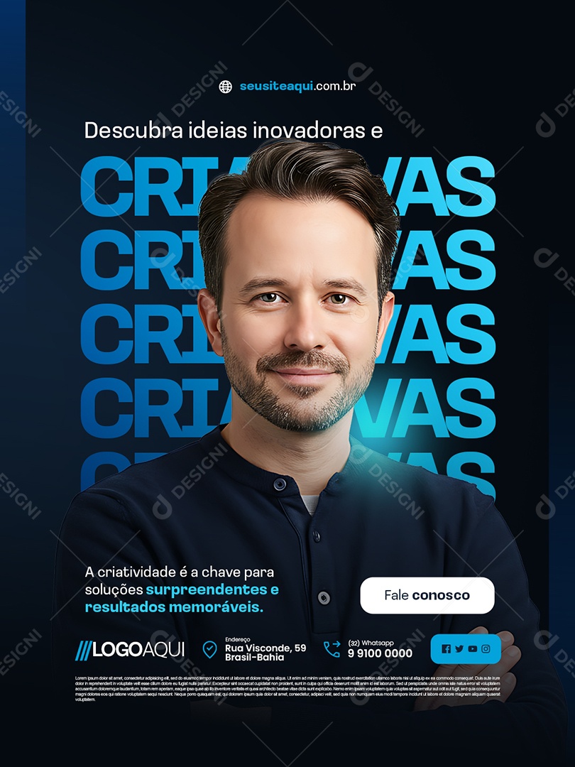 Consultor Criativo Descubra Ideias Inovadoras e Criativas Social Media PSD Editável