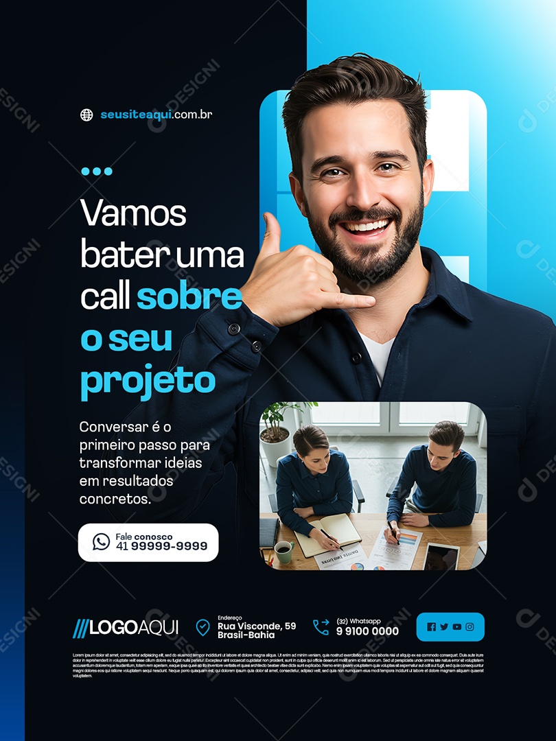 Consultor Criativo Vamos Bater uma Call Sobre o Seu Projeto Social Media PSD Editável