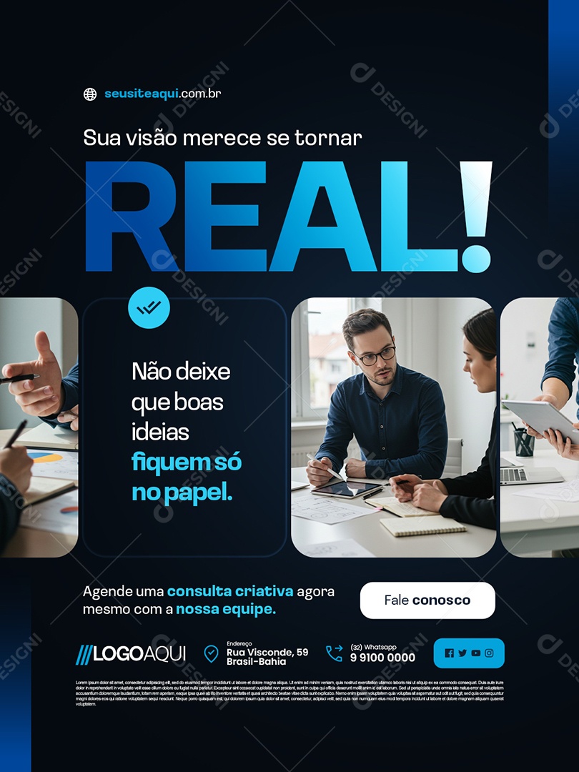 Consultor Criativo Sua Visão Merece se Tornar Real Social Media PSD Editável