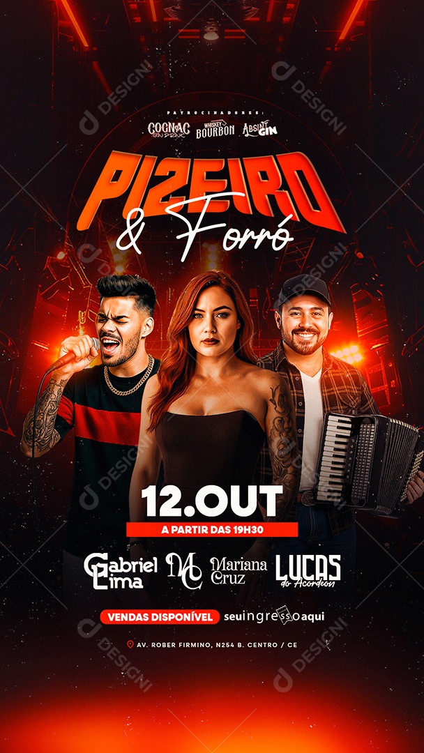 Story Flyer Próximos Shows Pizeiro e Forró Social Media PSD Editável